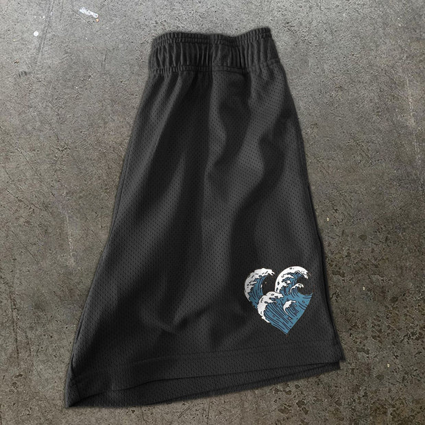 Love printed mesh sports casual shorts