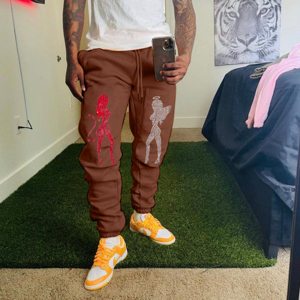 Street fashion casual angel devil pattern trousers