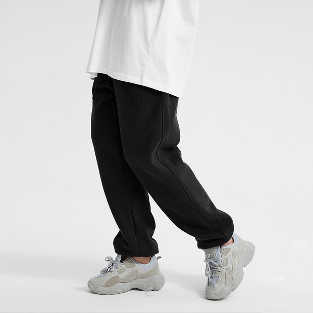 Contrast Vintage Plush Print Casual Trousers