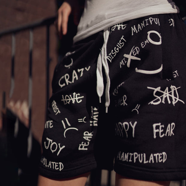 Statement print casual track shorts