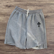Waffle cross print street shorts