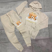 Paradise teddy bear casual street sports home plus velvet suit