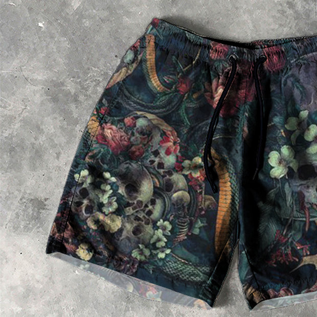 Skull Print 5 Inseam Shorts