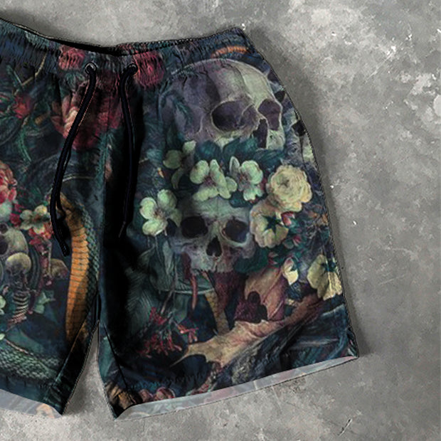 Skull Print 5 Inseam Shorts