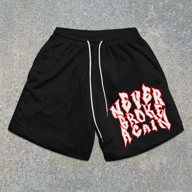 street-pattern mesh shorts