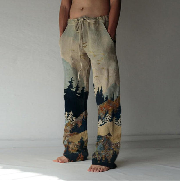High waist elastic loose butterfly print loose casual wide-leg sports pants
