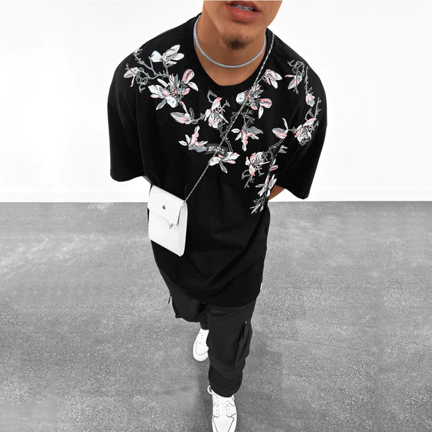 Trendy Floral Print Crew Neck T-Shirt