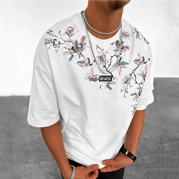 Trendy Floral Print Crew Neck T-Shirt