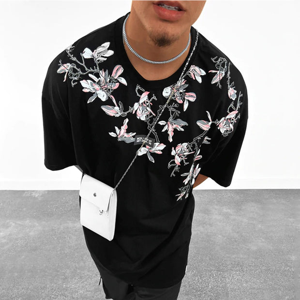Trendy Floral Print Crew Neck T-Shirt