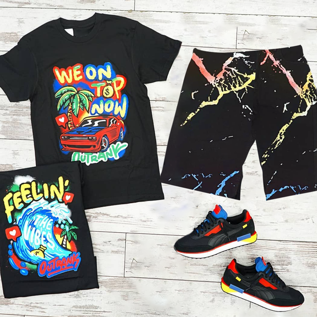 Personalized street print short sleeve suit