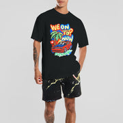 Personalized street print short sleeve suit