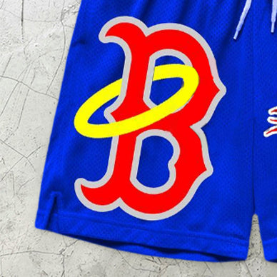 graphic print elastic shorts