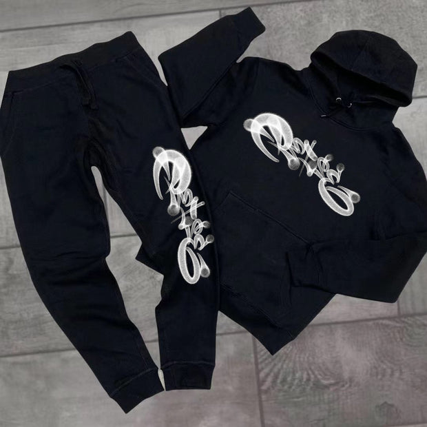 Graffiti casual street sports home plus velvet suit