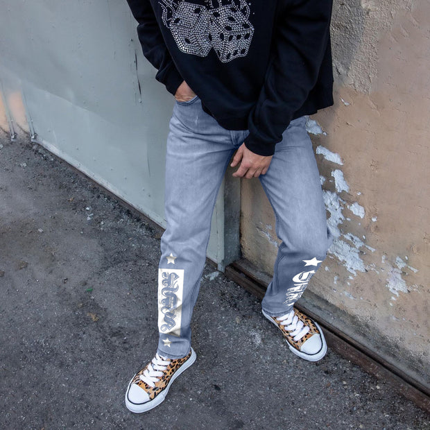 Street Style Hip Hop Straight Casual Denim Trousers