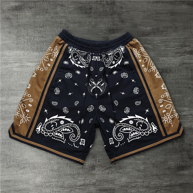 Trendy cashew print sports shorts