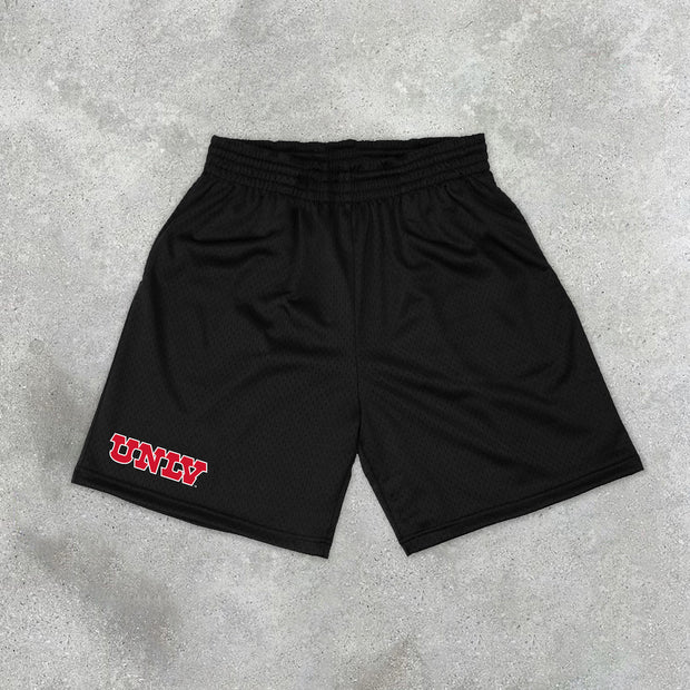 Stylish Letter Print Mesh Track Shorts