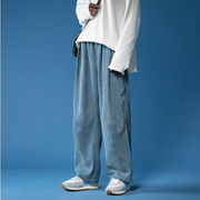 Corduroy high waist loose drape straight casual plus velvet thick trousers