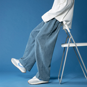 Corduroy high waist loose drape straight casual plus velvet thick trousers