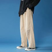 Corduroy high waist loose drape straight casual plus velvet thick trousers