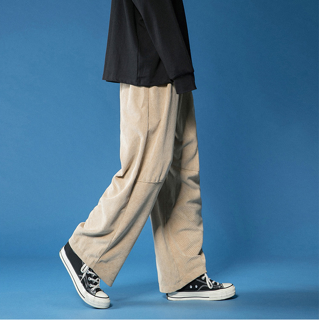 Corduroy high waist loose drape straight casual plus velvet thick trousers