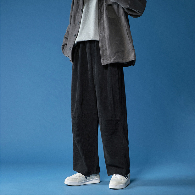 Corduroy high waist loose drape straight casual plus velvet thick trousers