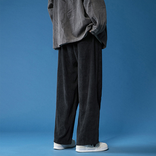 Corduroy high waist loose drape straight casual plus velvet thick trousers