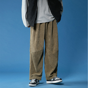 Corduroy high waist loose drape straight casual plus velvet thick trousers