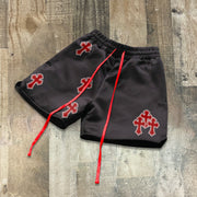 Retro red cross hit color shorts hip hop fashion