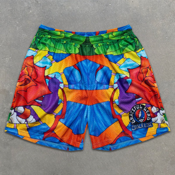 rose all over graphic print elastic shorts