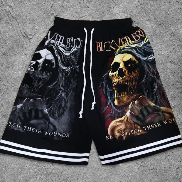 Street Fashion Rock Print Shorts