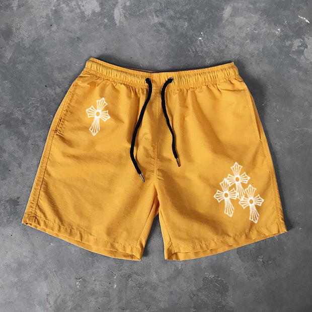 Cross-print leisure swimming trunks sports shorts