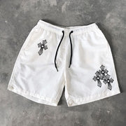 Cross-print leisure swimming trunks sports shorts