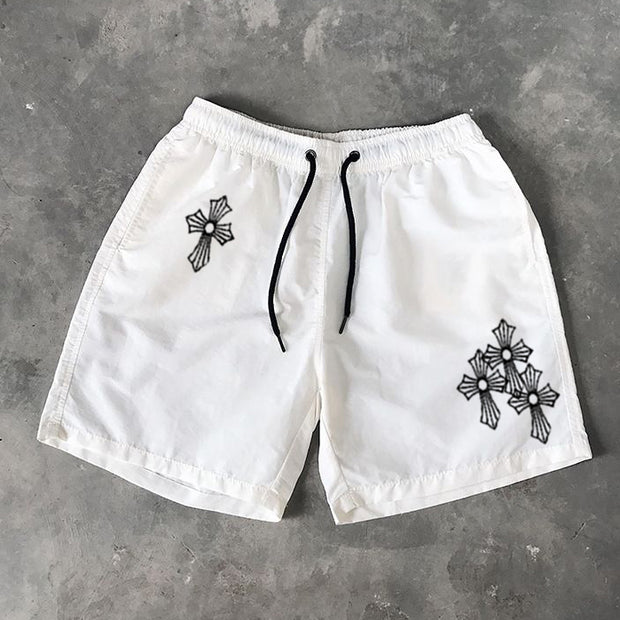 Cross-print leisure swimming trunks sports shorts