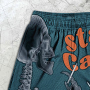 Skull Print Elastic Shorts