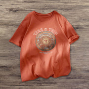 Outdoor retro print round neck short-sleeved T-shirt