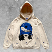 Retro Cartoon Print Casual Long Sleeve Hoodie