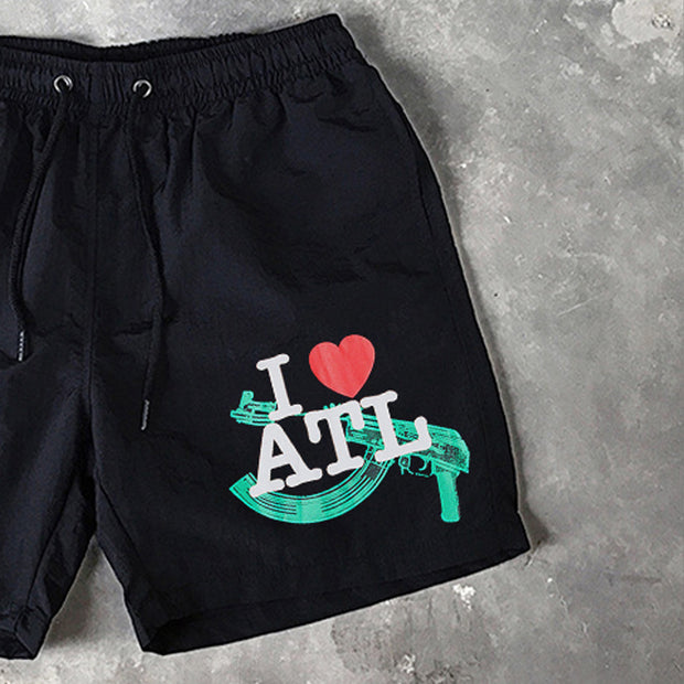 Letter Print 5 Inseam Shorts