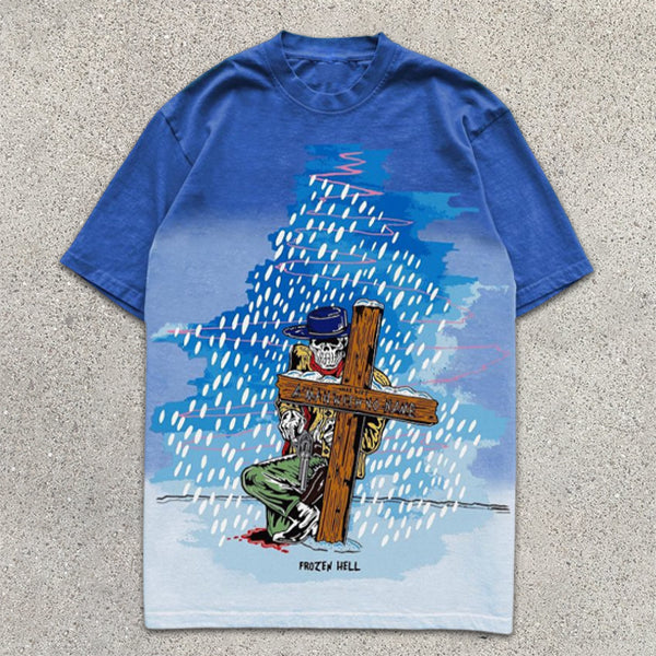 Skull Graphic Drop Dye Short Sleeve T-Shirt