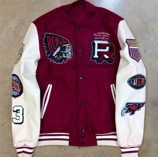 Sporty style men's color block long sleeve jacket