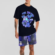 Street personality casual printed short-sleeved sports suit